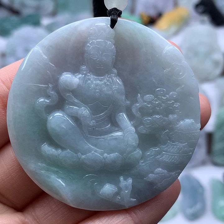 翡翠未镶嵌颈饰山水观音福利