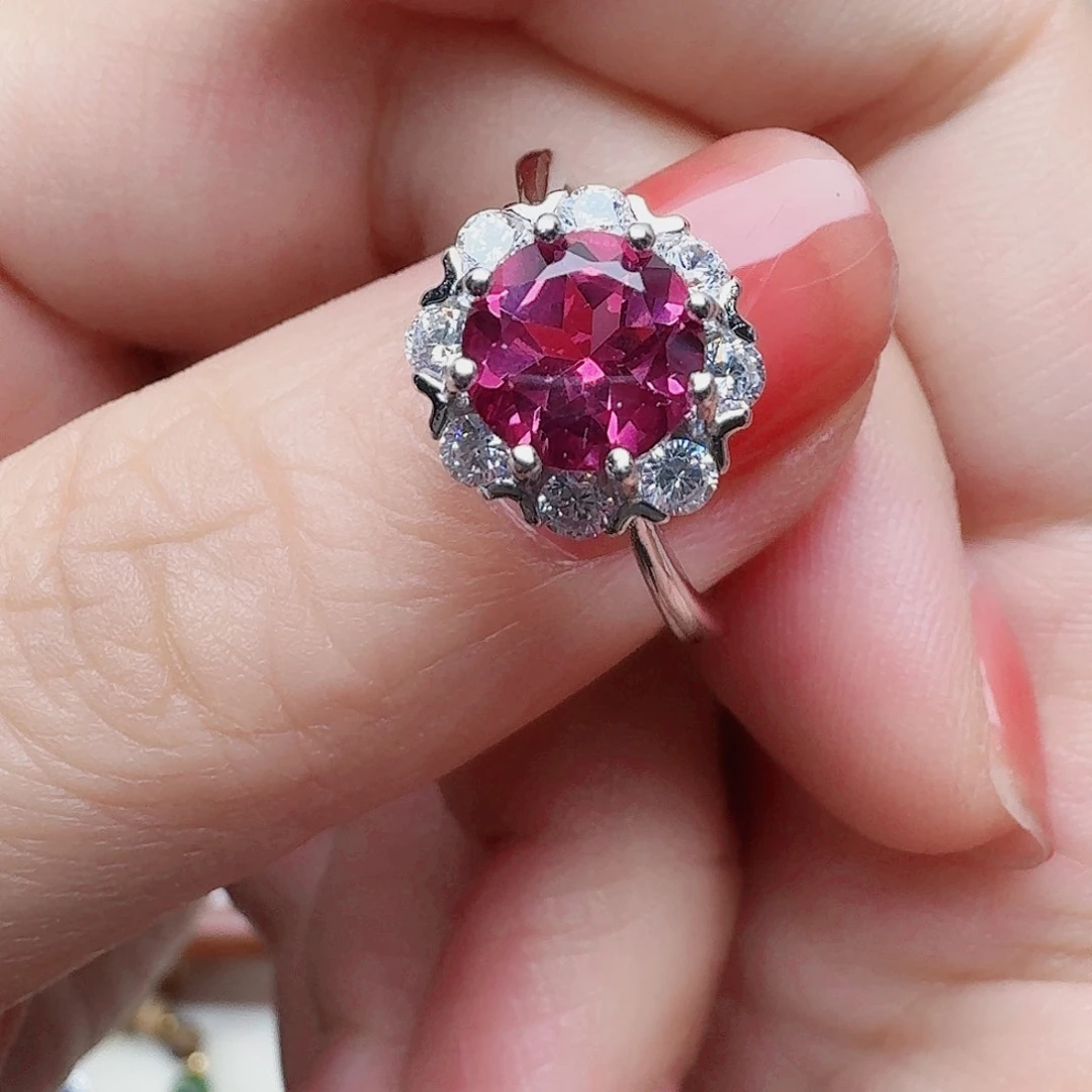 托帕石戒指银S925镶嵌戒指