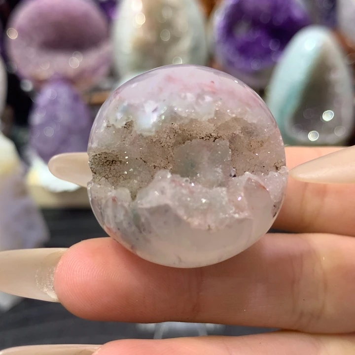 珠宝半成品紫晶未镶嵌粉绿双色软糖开口笑