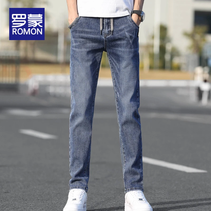 罗蒙爆款牛仔裤男款直筒男裤潮流夏季薄款弹力长裤子男士2025新款