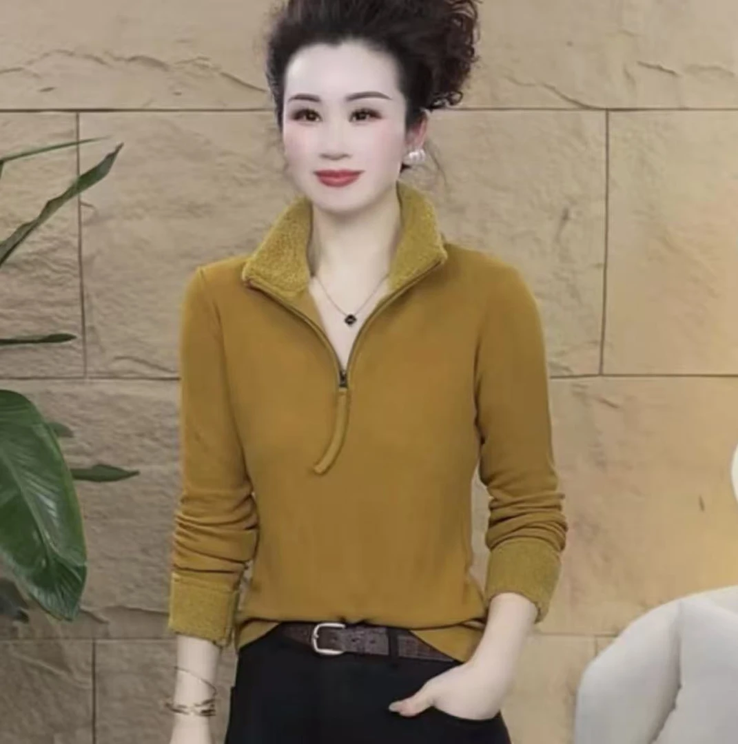 修身型常规拉链打底衫加绒宽松型长袖针织时尚高领打底衫 143