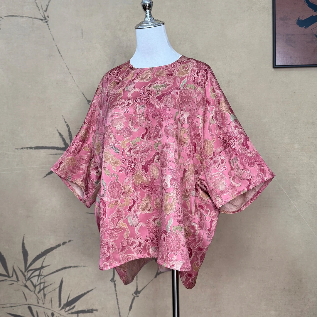 【卷卷新中式】“粉麒麟纹”万事利杭锦国风太太服上衣