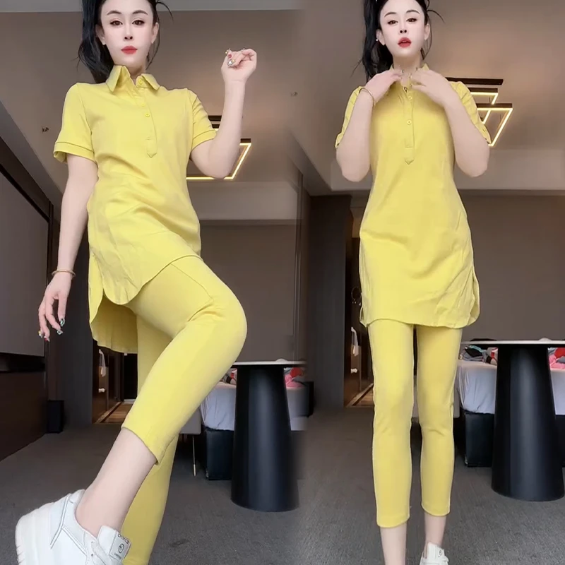 2025春夏季新款时尚显瘦气质网红高档洋气女宽松大码短袖两件套潮