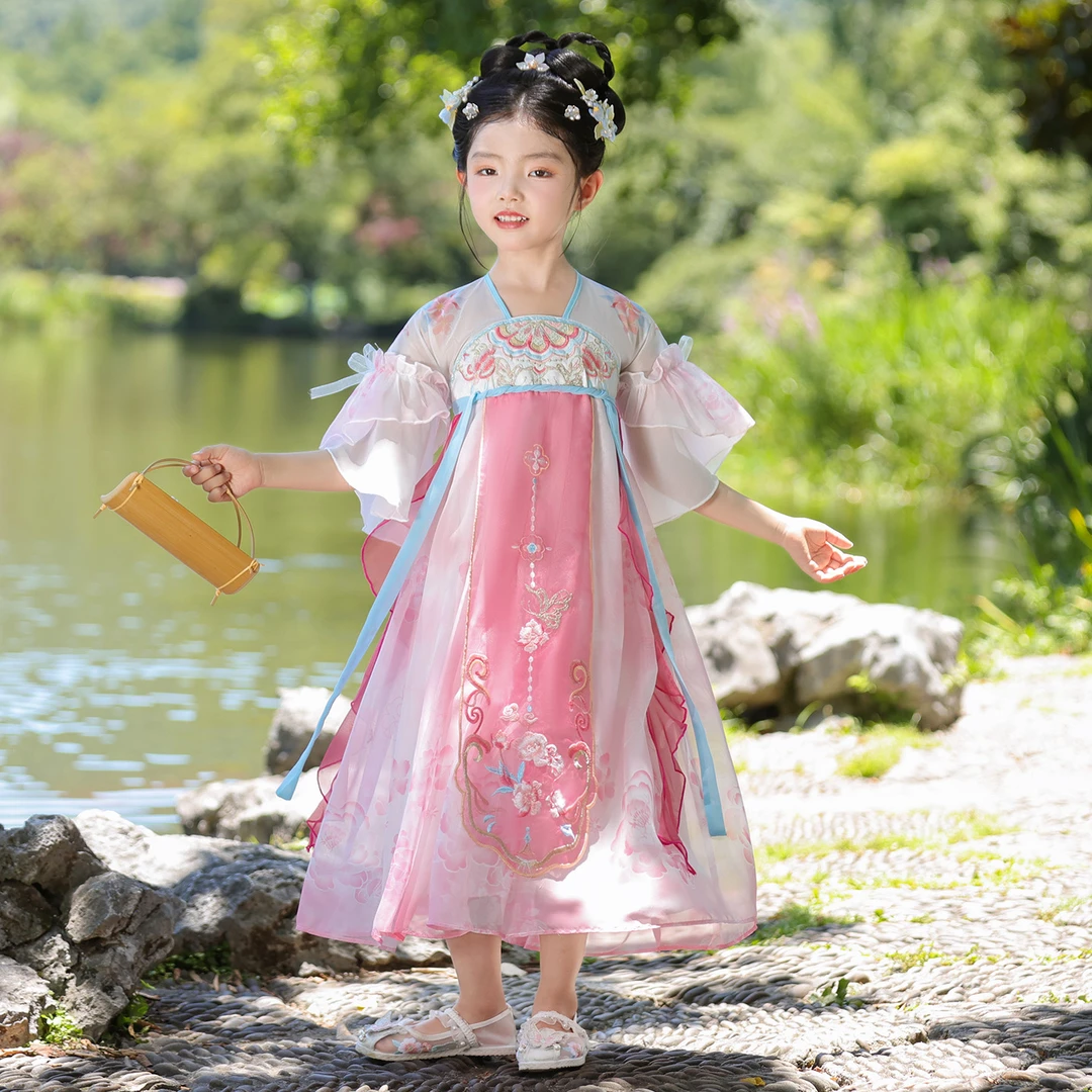 新款连衣裙夏款儿童高端6-12岁菏泽曹县女童汉服中国风