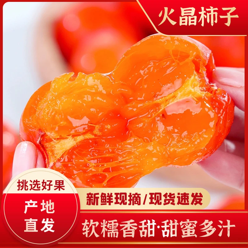 【放软了吃】正宗火晶柿子新鲜采摘当季水果皮薄肉嫩软甜流心