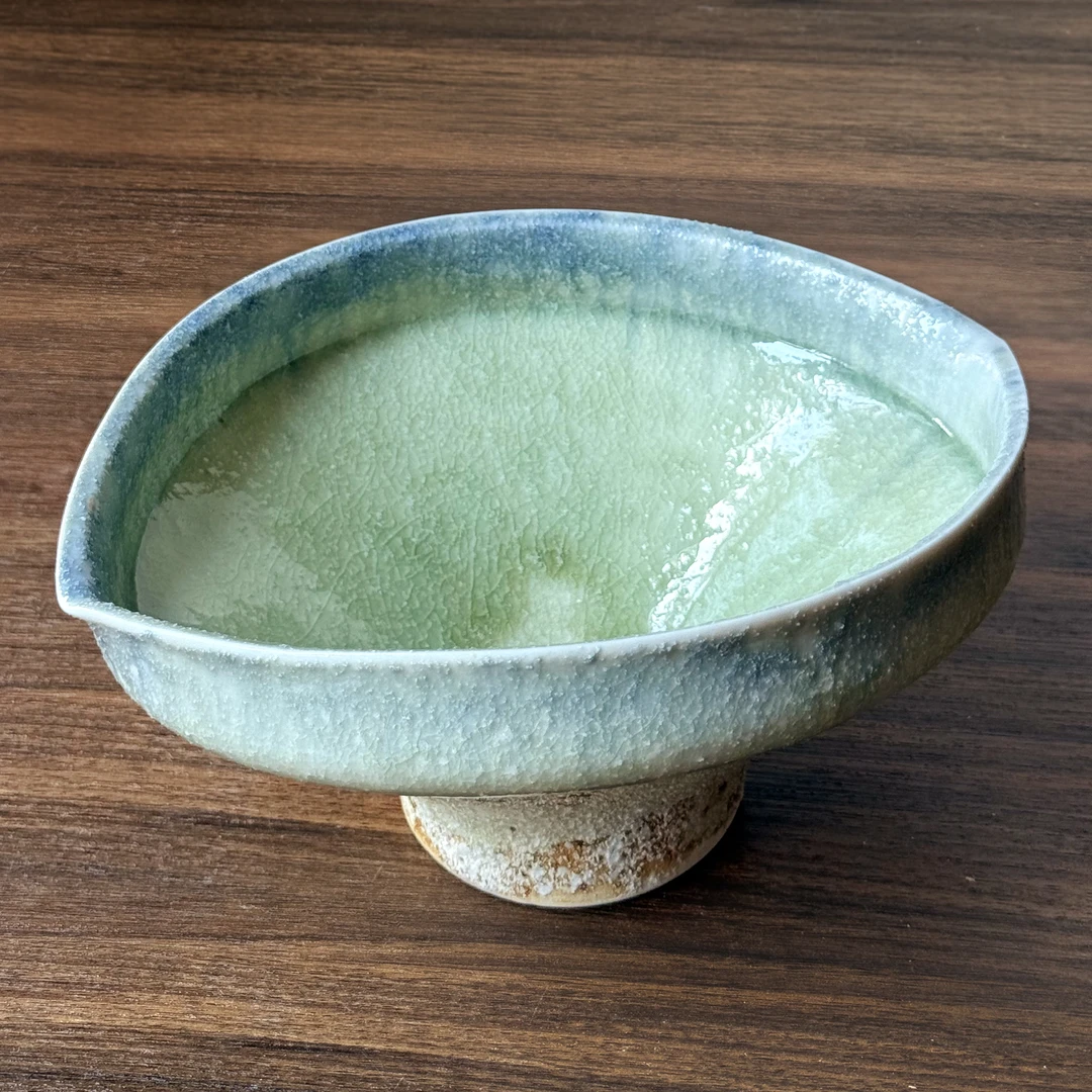 日本进口濑户烧御深井朝顔型向付面碗水果碗大碗复古手工粗陶
