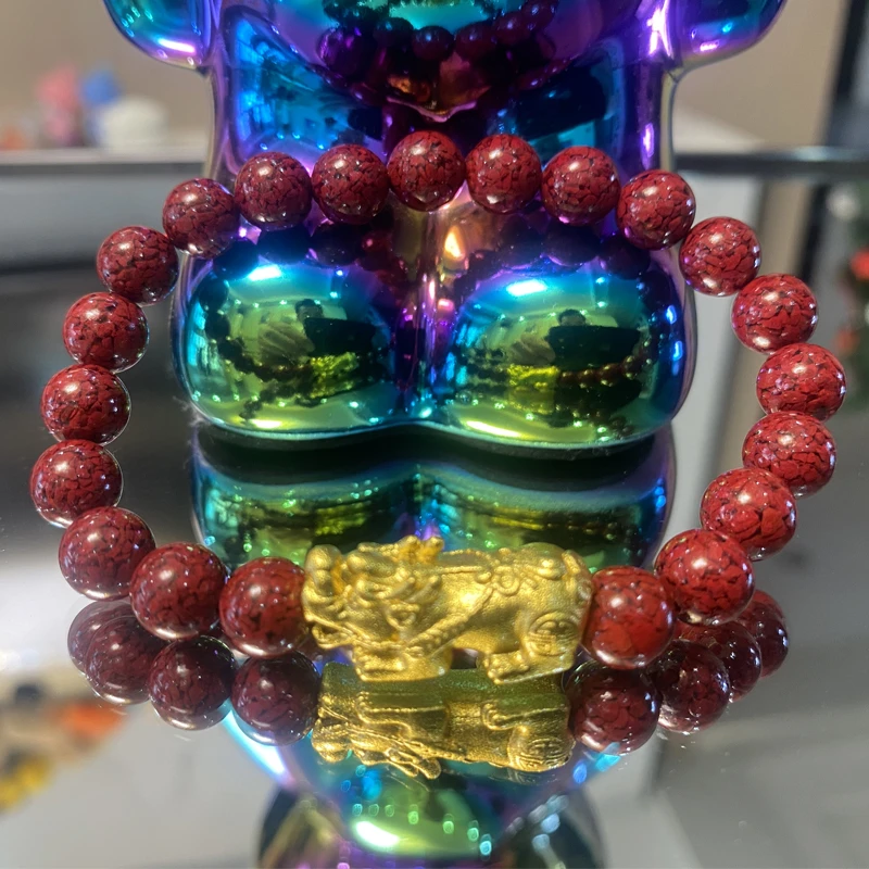 含辰砂工艺品天然高含量半透晶体砂招财貔貅手串大气手链男女款