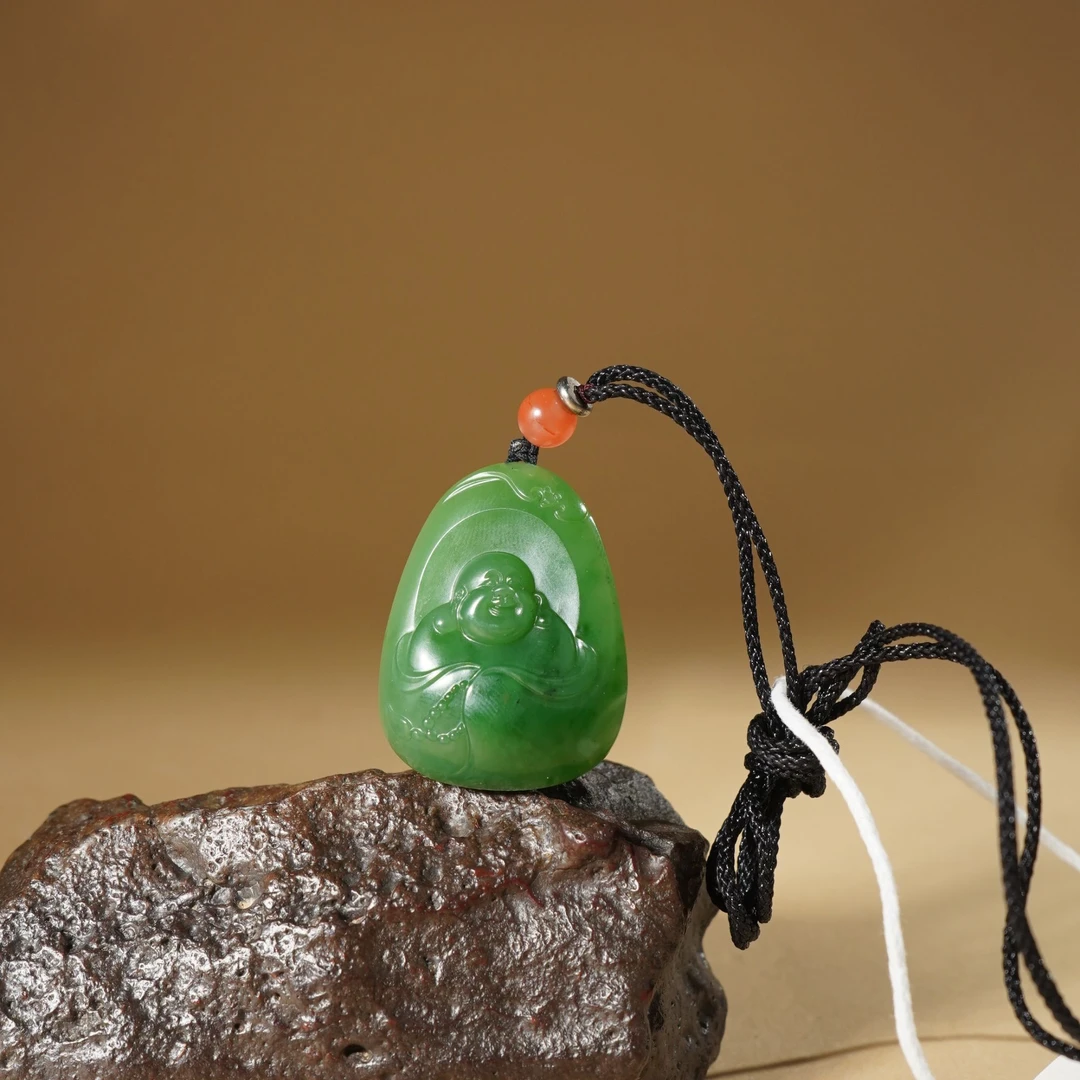 HA00040和田玉碧玉弥勒吊坠