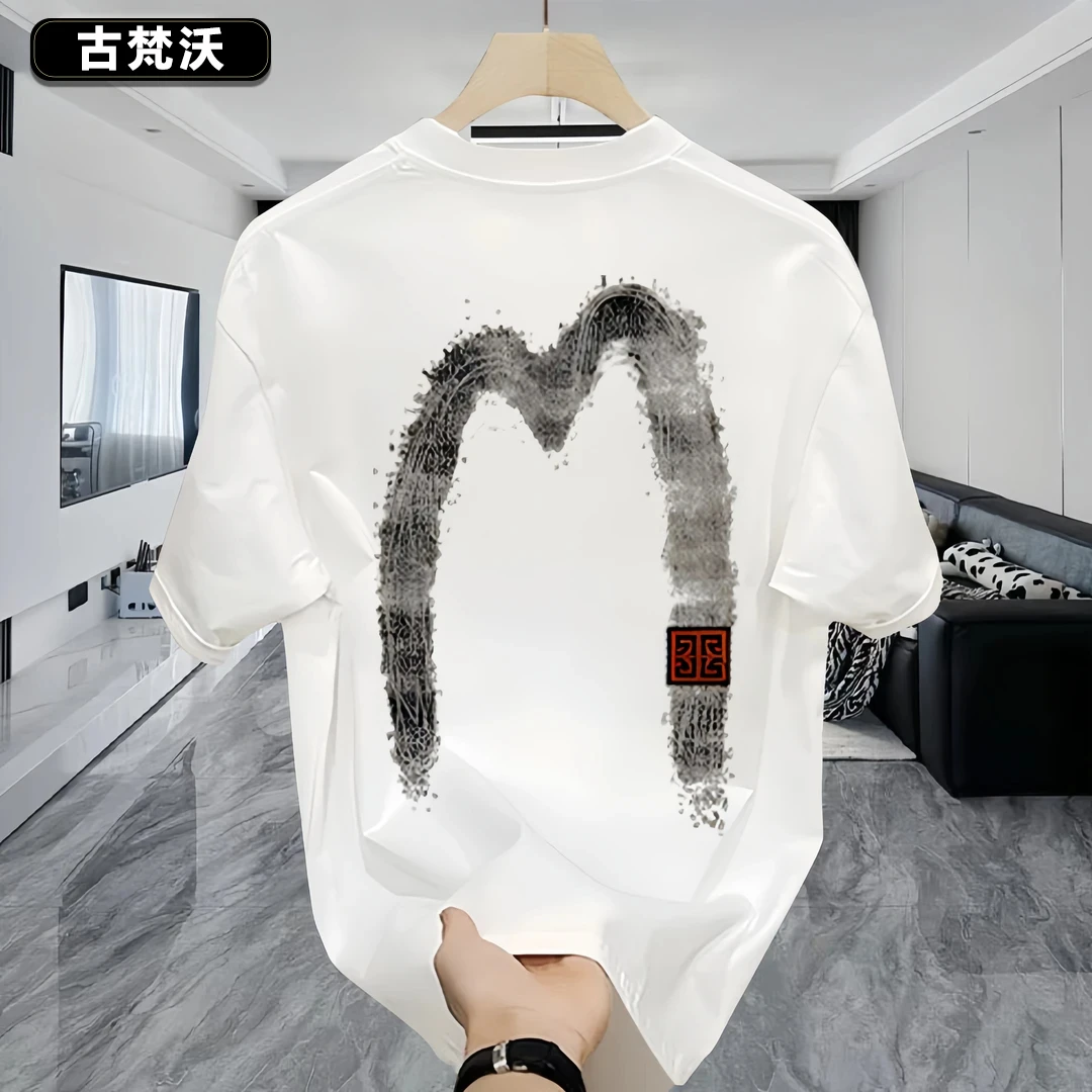 古梵沃2025痞帅T恤宽松美式大码圆领上衣男纯棉休闲夏季印花短袖