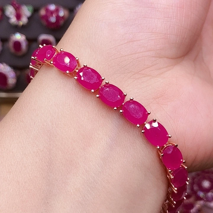 手链银S925镶嵌红宝石