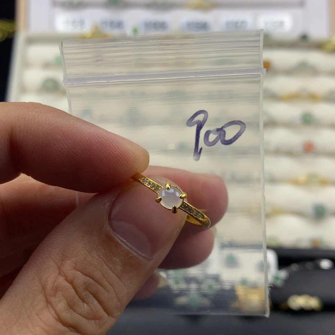 翡翠银S925镶嵌戒指900