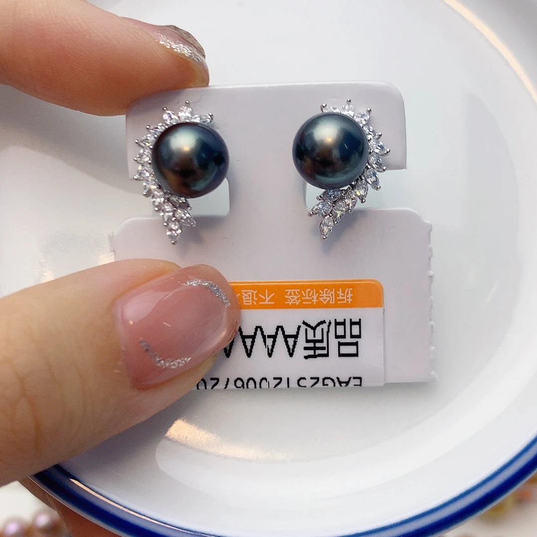银S925镶嵌海水珍珠耳饰w36