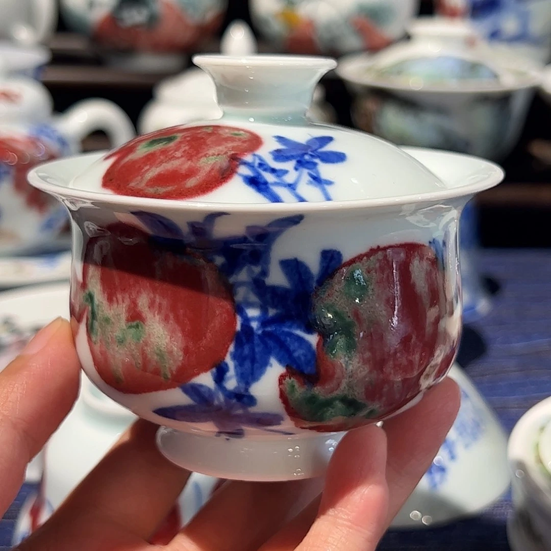 摆件原矿青花釉里红瓷器