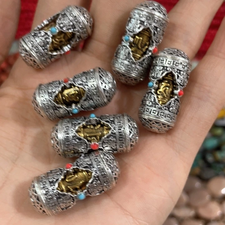 贝壳非金属3个六字箴言大桶珠