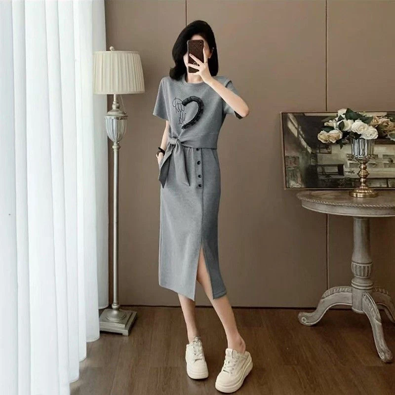 高含棉小个子运动服套装女2025年夏季新款不规则上衣半身裙两件套