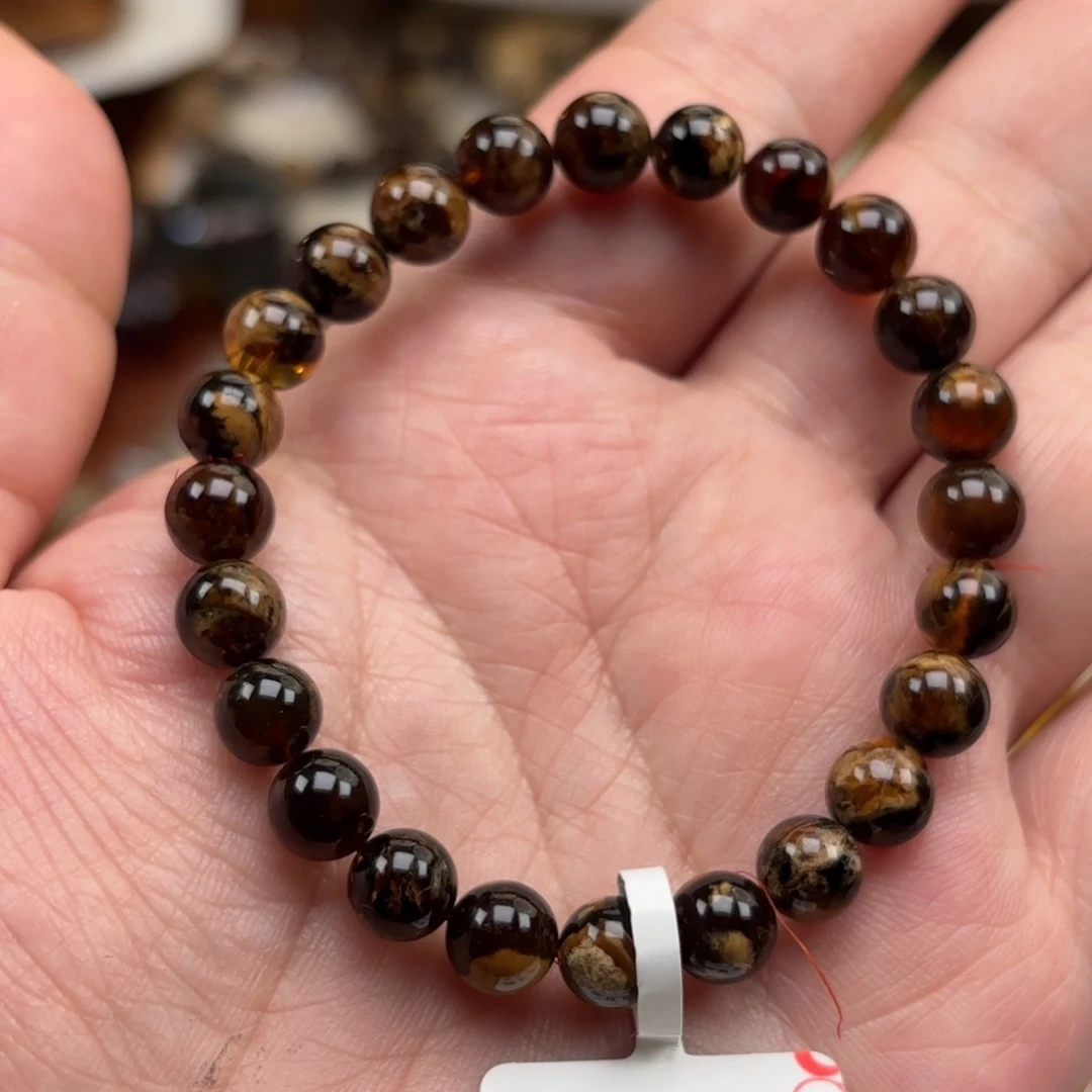 琥珀未镶嵌手链根珀溶洞妖花卡7+