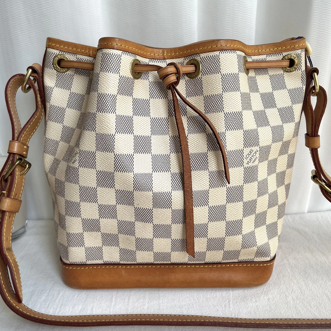 95新 LouisVuitton/路易威登 LV白棋盘格noebb水桶包单肩斜挎包
