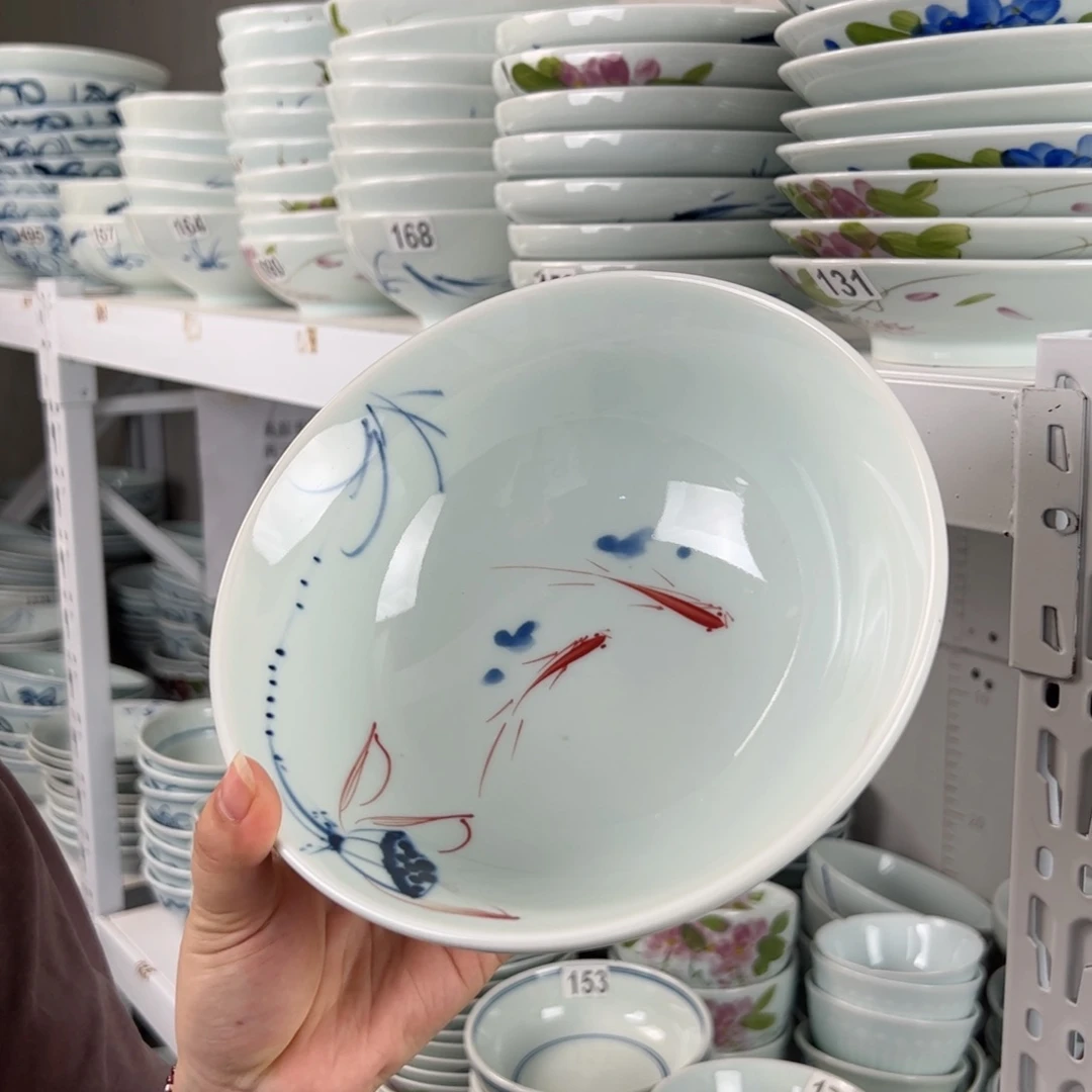 微瑕手绘8寸老面碗（随机图案单只装）