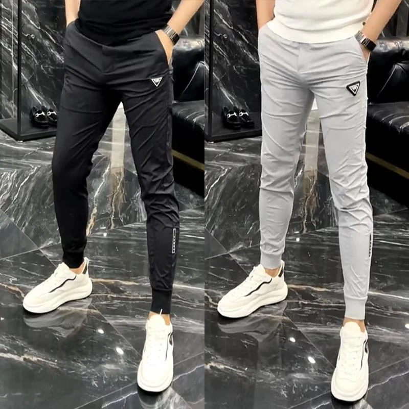 【TQUX港奢男装】直筒裤阔腿裤卫裤男裤束脚排扣速干裤男运动裤轻