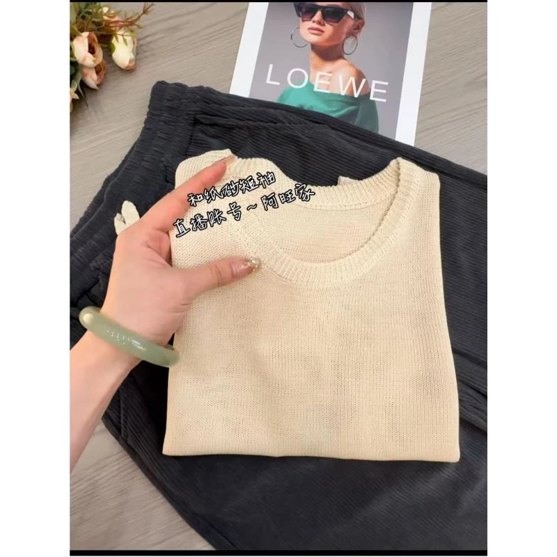 【赠运费补贴】/和纸沙--显瘦亚麻防晒短袖套头白色137