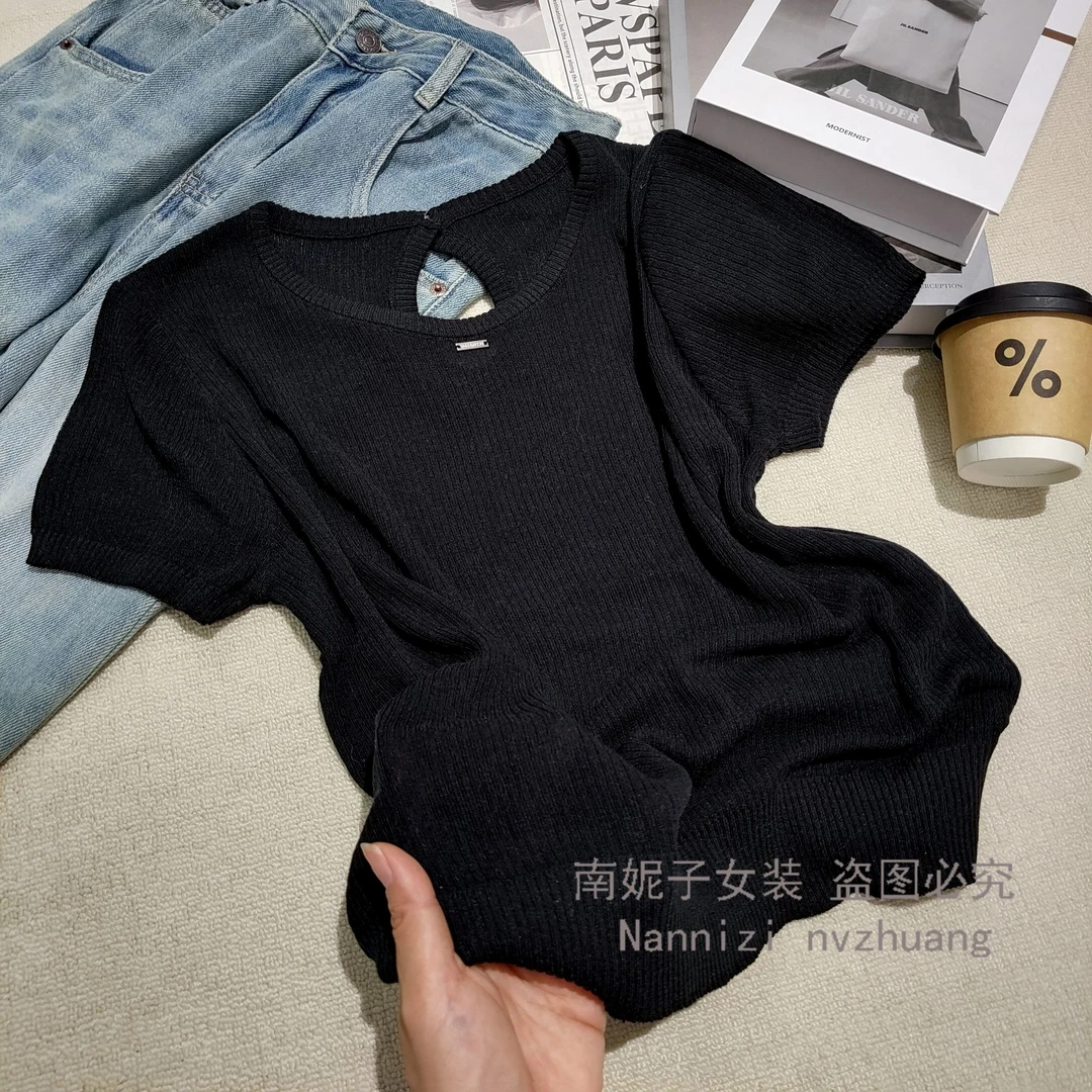 南妮子女装显瘦夏装女款爆款2025新款圆领镂空设计感针织衫XY616