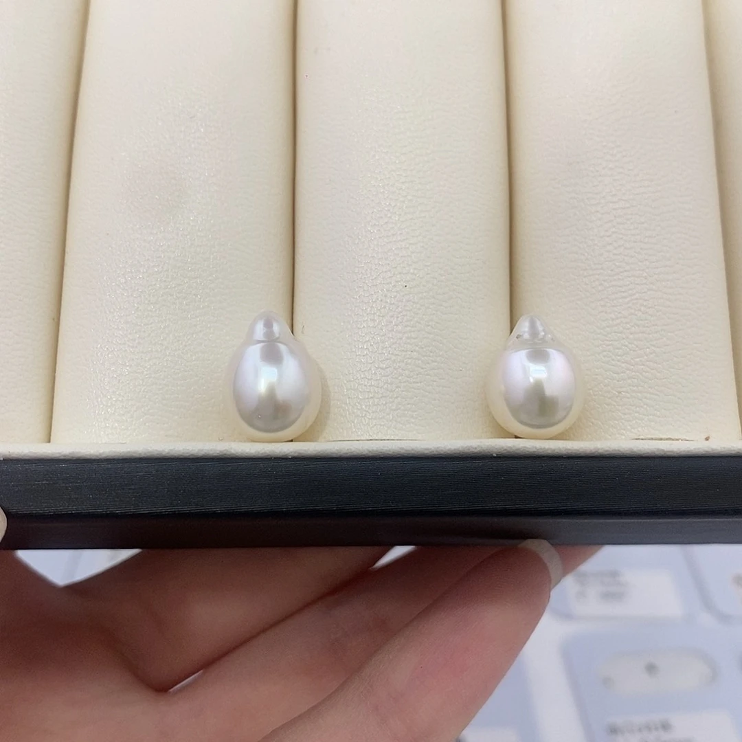 未镶嵌海水珍珠耳饰9.4-9.5mm澳白对珠
