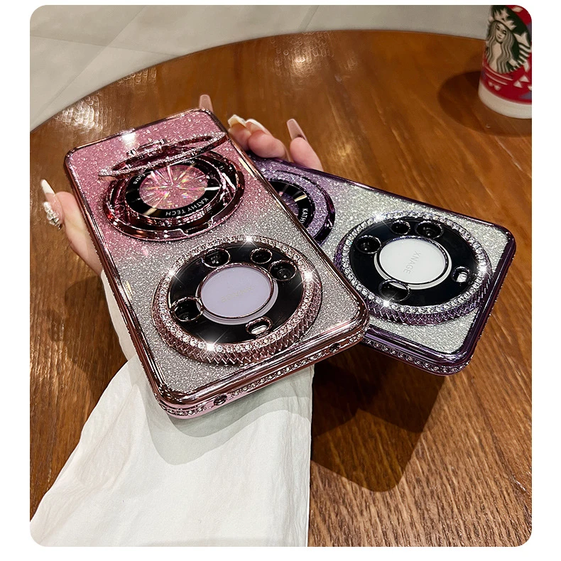 适用于磁吸支架华为Mate60pro+手机壳mate50闪粉mate40渐变水钻30