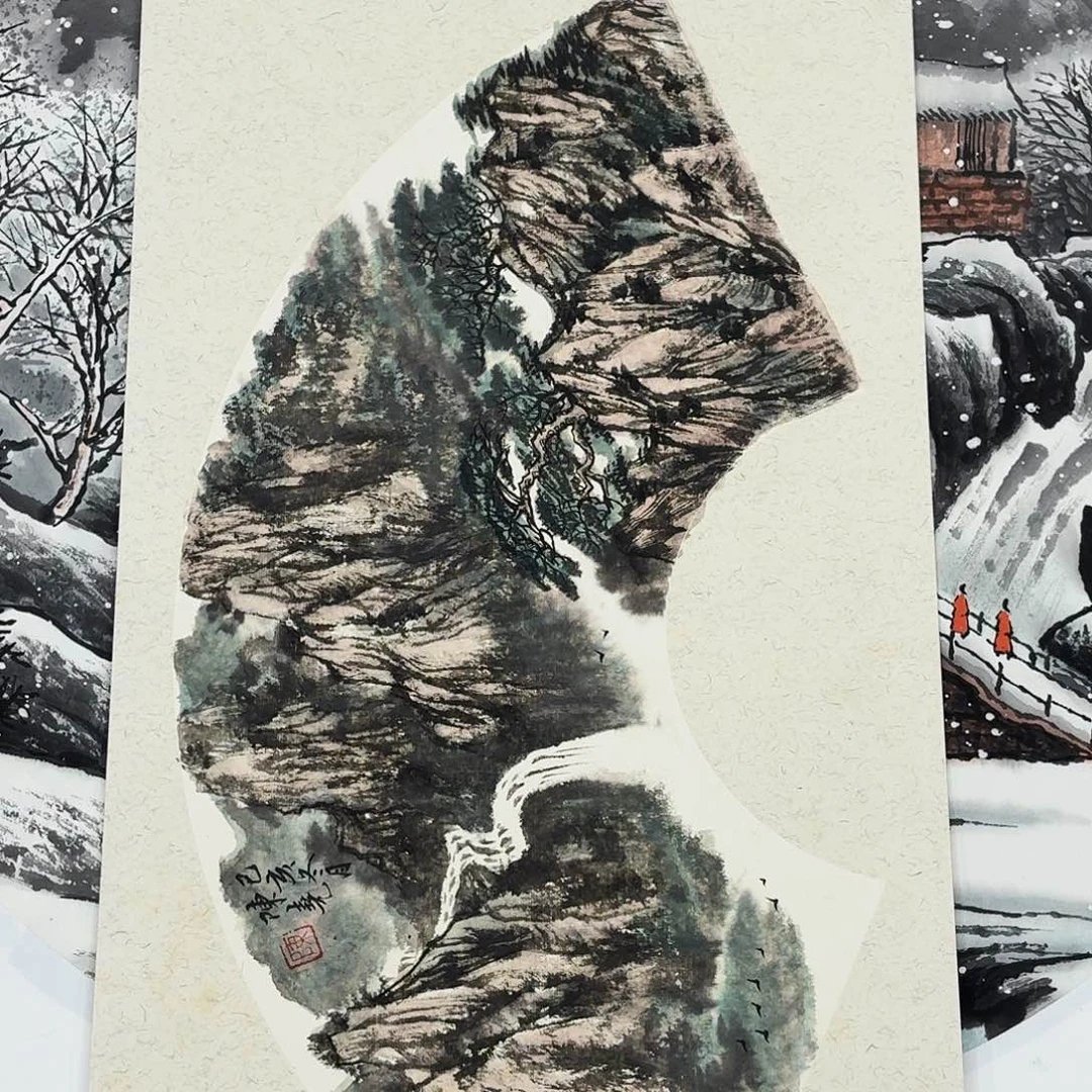 国画3366尺寸山水卡纸