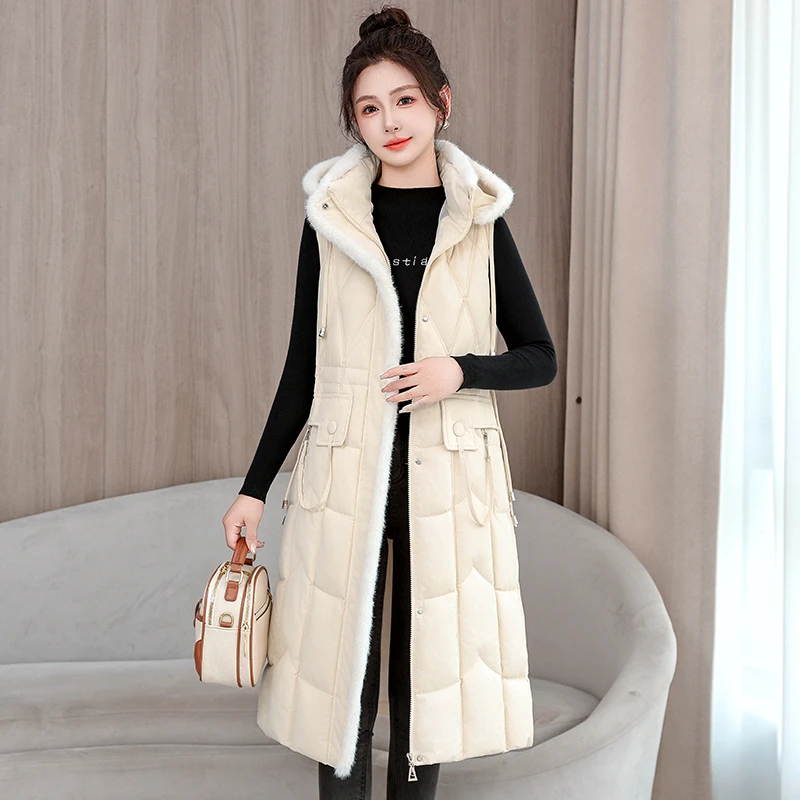 长款女士棉马甲2025冬季新款时尚保暖洋气坎肩修身显瘦秋冬百搭