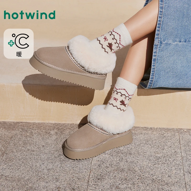 热风2025年冬季新款女士雪地靴H89W25408