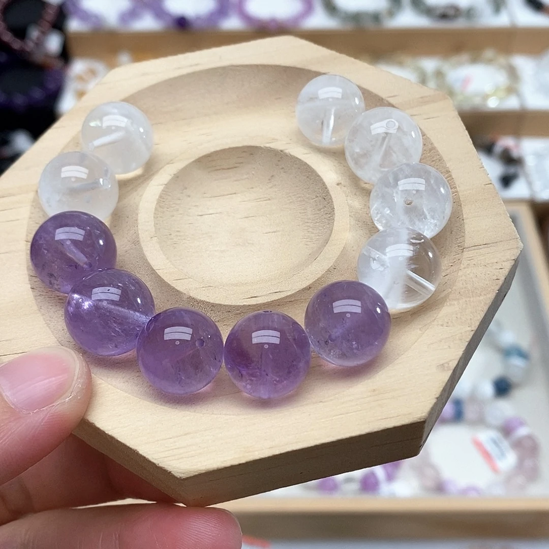 莓***』烟晶手链银S925镶嵌白幽灵薰衣草14➕