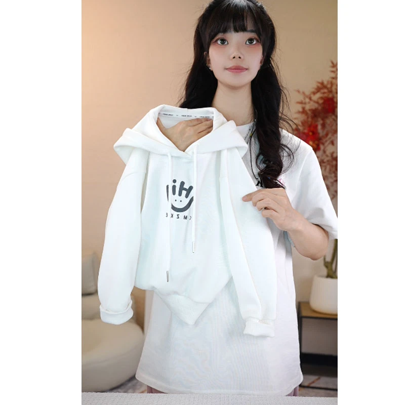 2025秋季新款亲子装连帽字母百搭笑脸卫衣男女童洋气上衣ins-W815