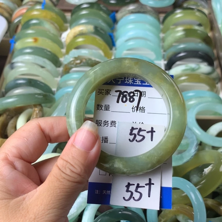 未镶嵌蛇纹石玉手镯7887
