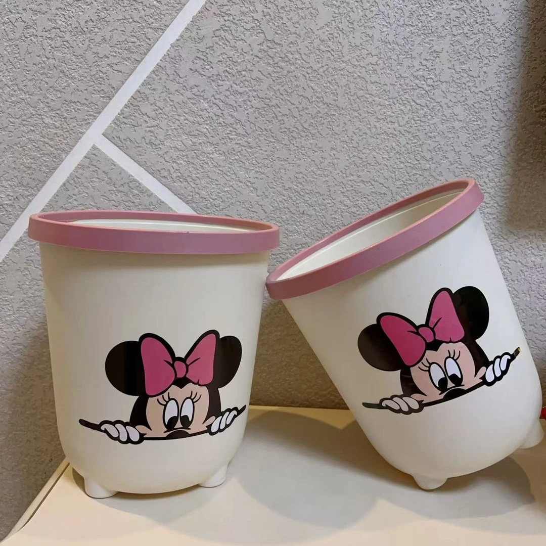 【2个装】米奇图案垃圾桶颜值厨房塑料垃圾篓卧室简约压圈纸篓