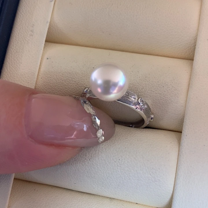 银S925镶嵌戒指海水珍珠