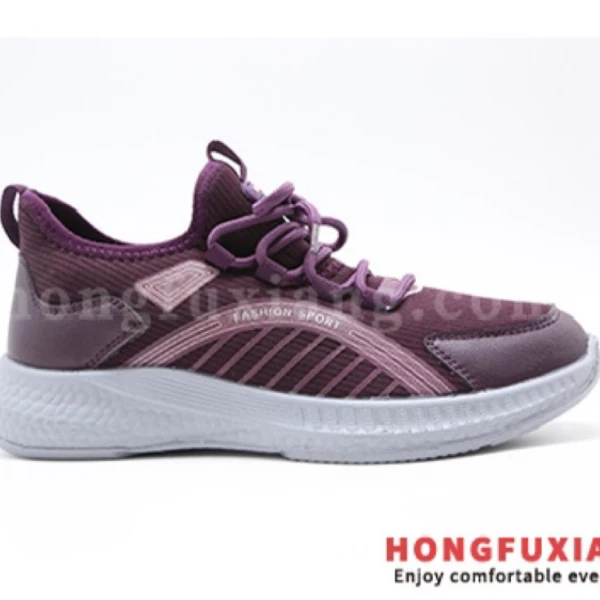 鸿福祥秋季妈妈鞋女士系带软底网面护踝健步鞋