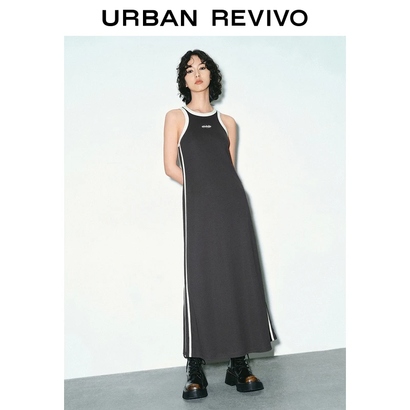 UR2025春季新款女欧若风时髦休闲撞色印花垂感连衣裙UYY750045