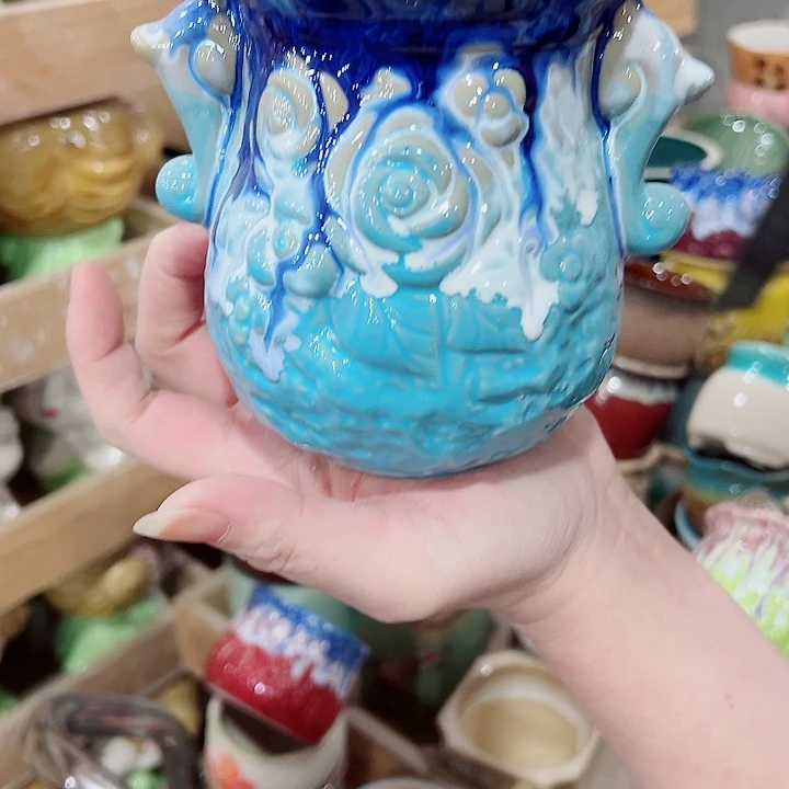 有孔，凑单福利满10元发货陶瓷多肉花盆！