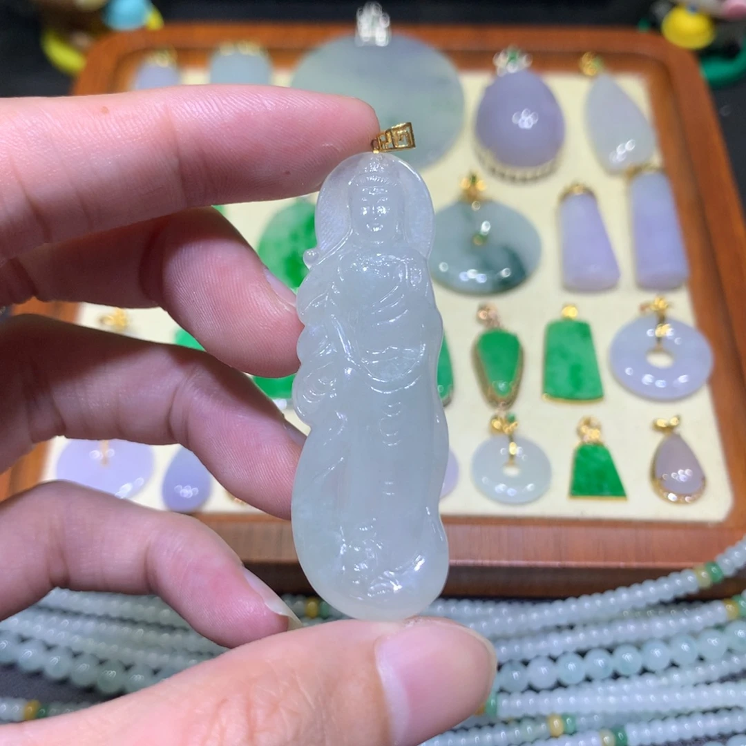 吊坠(不含链)18K金镶嵌翡翠