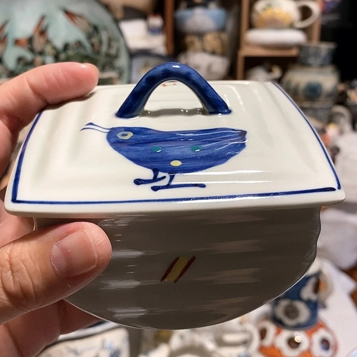 搪瓷小罐子手绘小鸟