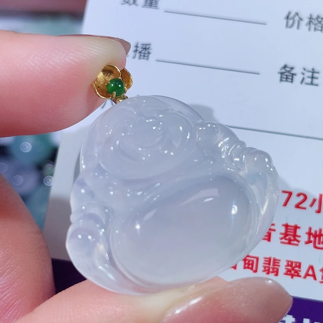 颈饰18K金镶嵌翡翠佛公