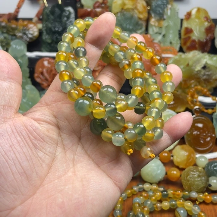 苍***月蛇纹石玉未镶嵌套链