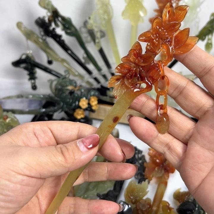 定制蛇纹石玉糖*甜毛货发饰