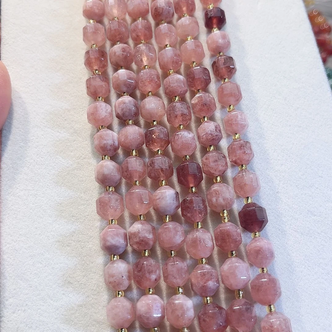 玛瑙/玉髓合金珠宝半成品路路通草莓一条9mm