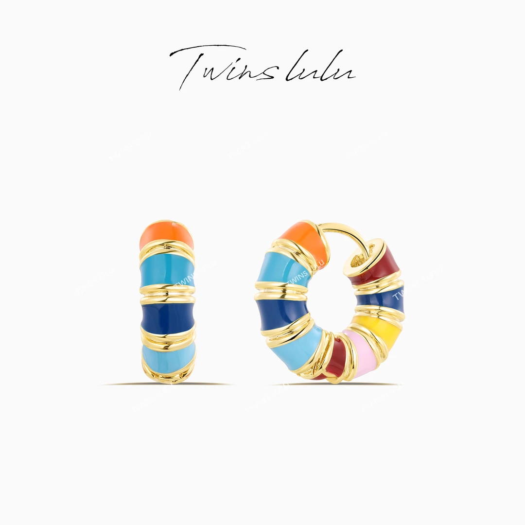 铜合金珐琅耳饰 镀k金 彩色小众设计师款时尚耳饰耳环TSL870