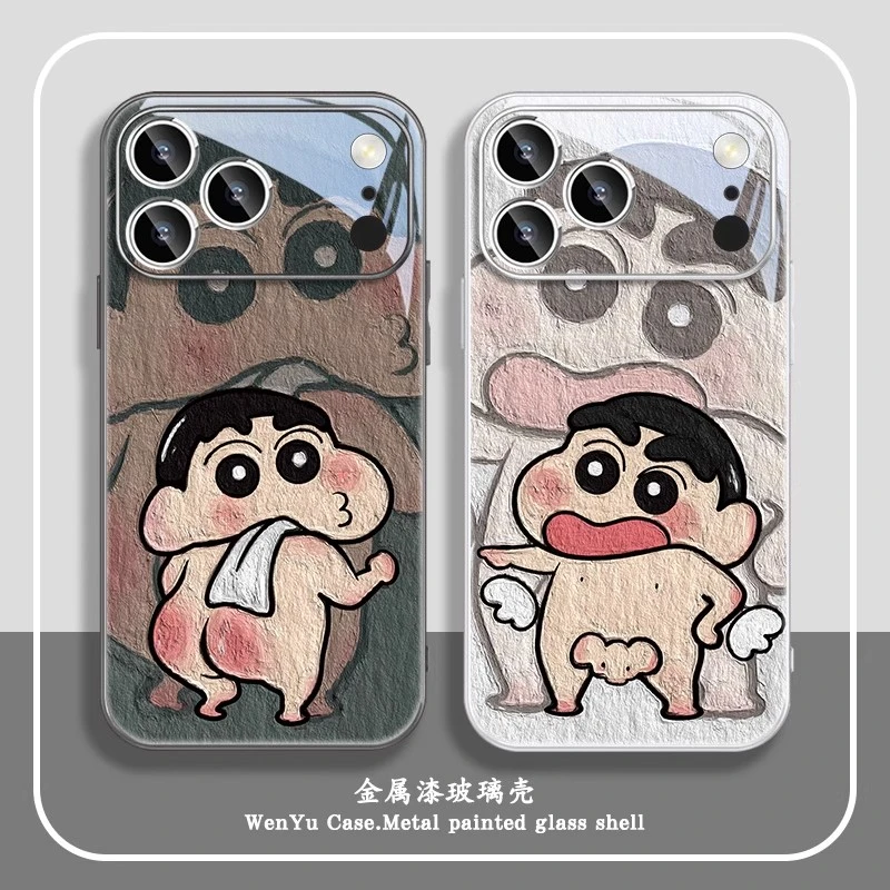 蜡笔小新适用苹果17手机壳iphone16情侣17air新款15promax油画14