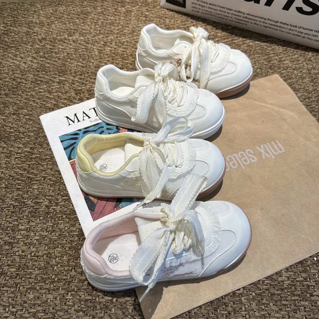 CHENLV/尘履2025夏季网面透气蕾丝休闲鞋小众时尚百搭ins韩版