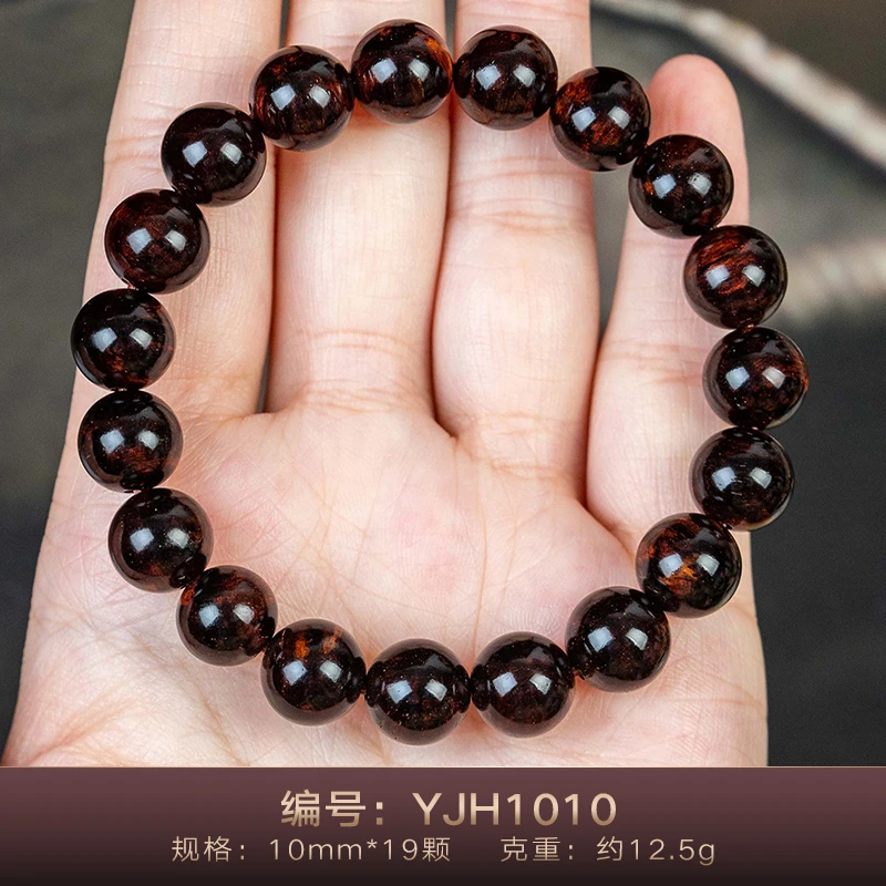 100%正品海南黄花梨帝王紫1.0cm油梨老料山水纹手串男文玩把件