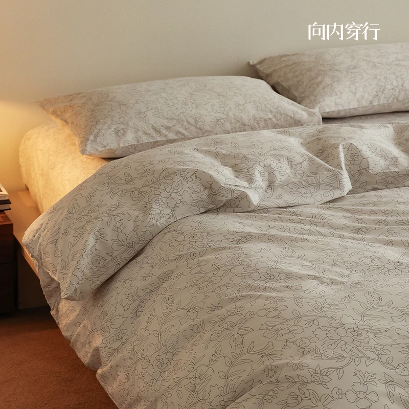向内穿行【森蔓】全棉复古四件套纯棉被套四季款平纹床品四件套