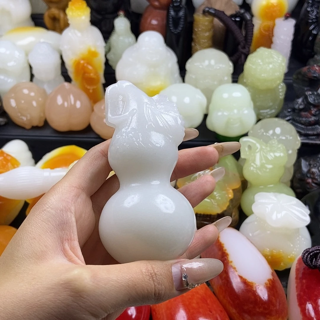 无花朵原石雕刻把件 葫芦